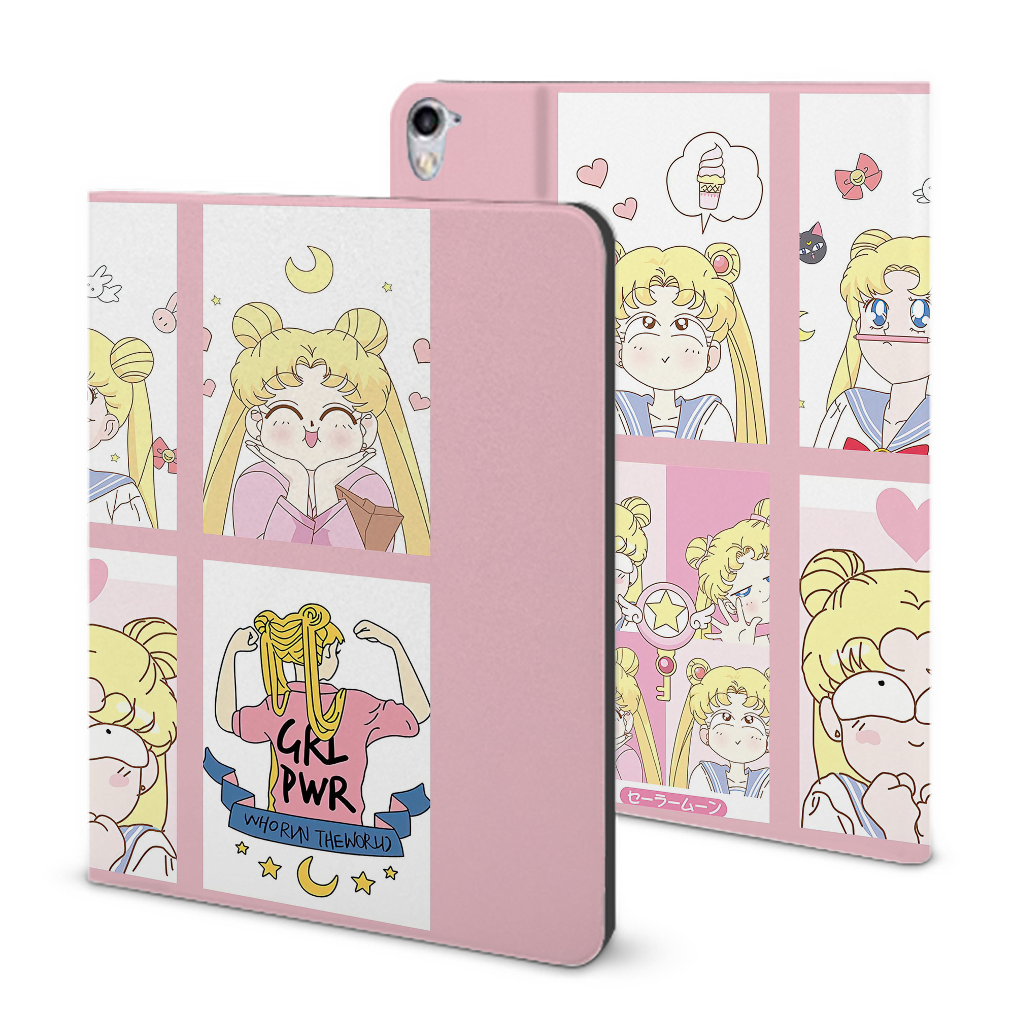 （画像用） 美少女戦士セーラームーン Sailor Moon IPad ケース ブック型 PUレザー TPU 耐衝撃 軽量 薄型 ペン収納なし 全面保護 IPad 各モデル対応